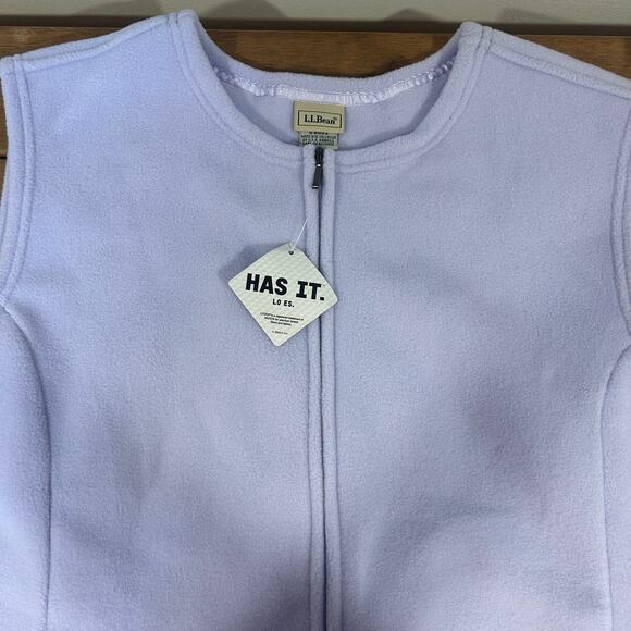 LL BEAN Sz 2X Lilac Fleece Zipper Vest Casual Sporty Light Purple NWT - Picture 7 of 8